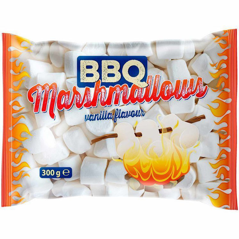 Marshmallows BBQ Vanilla Flavour 300g zum Grillen, Snacken, Süssigkeit