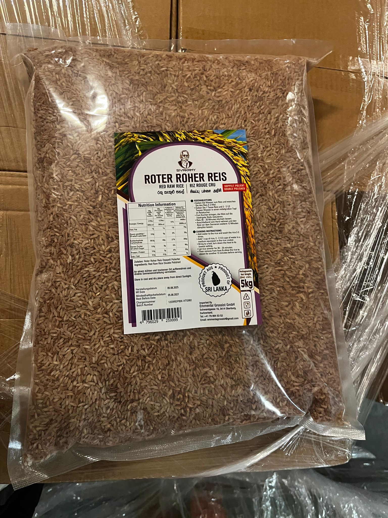 Rotes Rohreise SP SIVAKAMY 4X5 KG